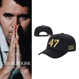 Charlie Kirk Trump Gold Embroidered Low Profile Adjustable Hat Republican
